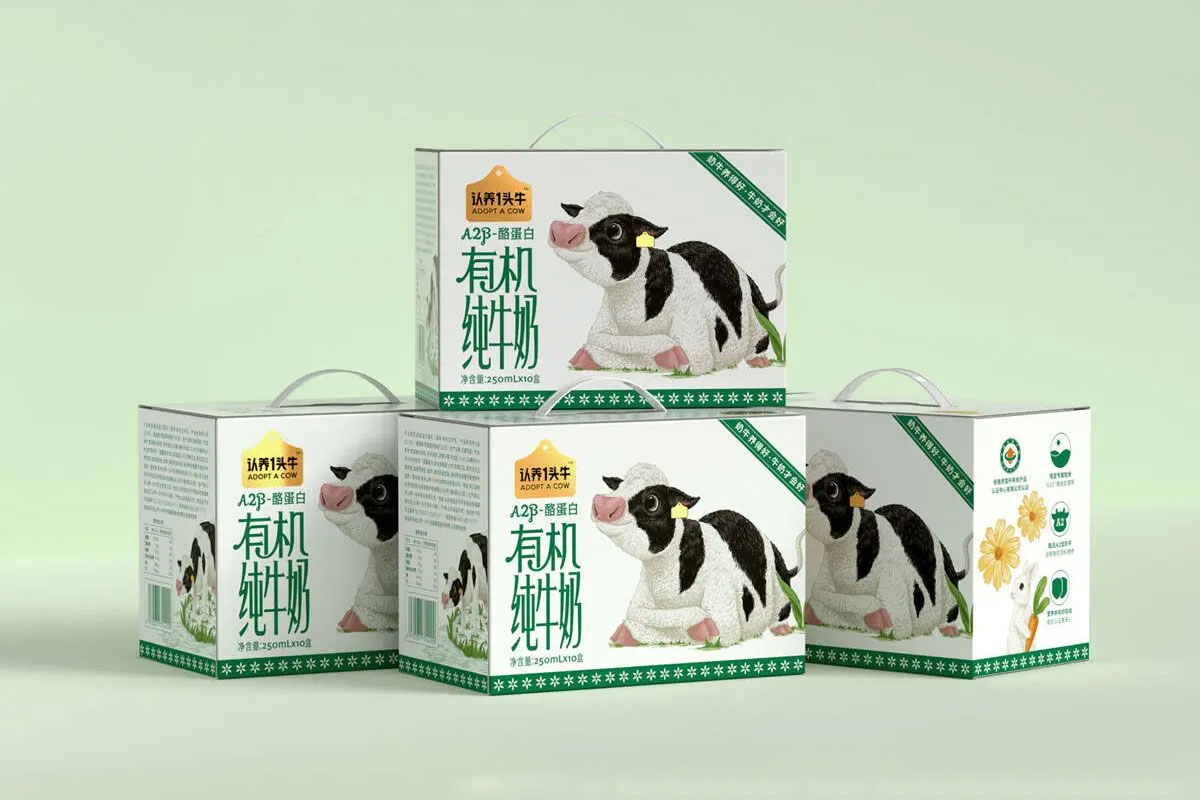 认养一头牛有机奶包装设计