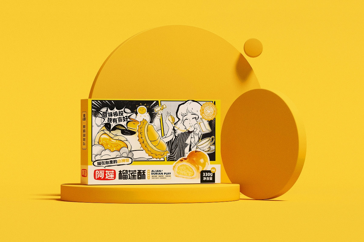 阿莲榴莲酥包装设计
