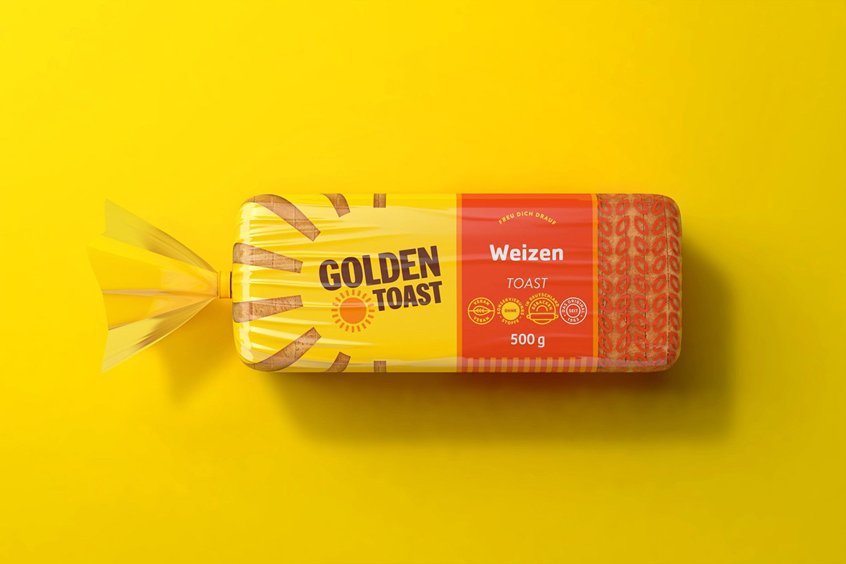 Golden Toast金色吐司使面包包装设计