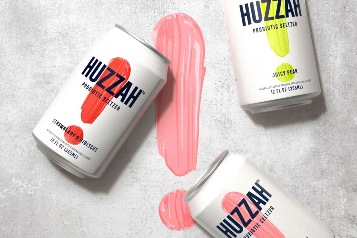 充满活力和热情！HUZZAH益生菌苏打水包装设计