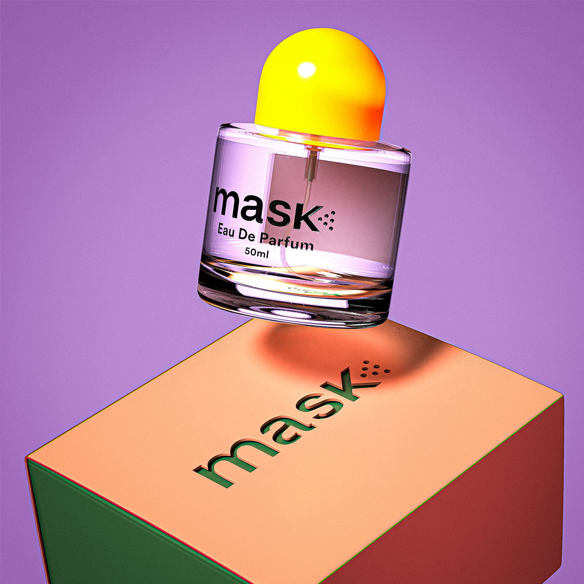 色块插画的MASK EAU DE PARFUM香水包装设计案例