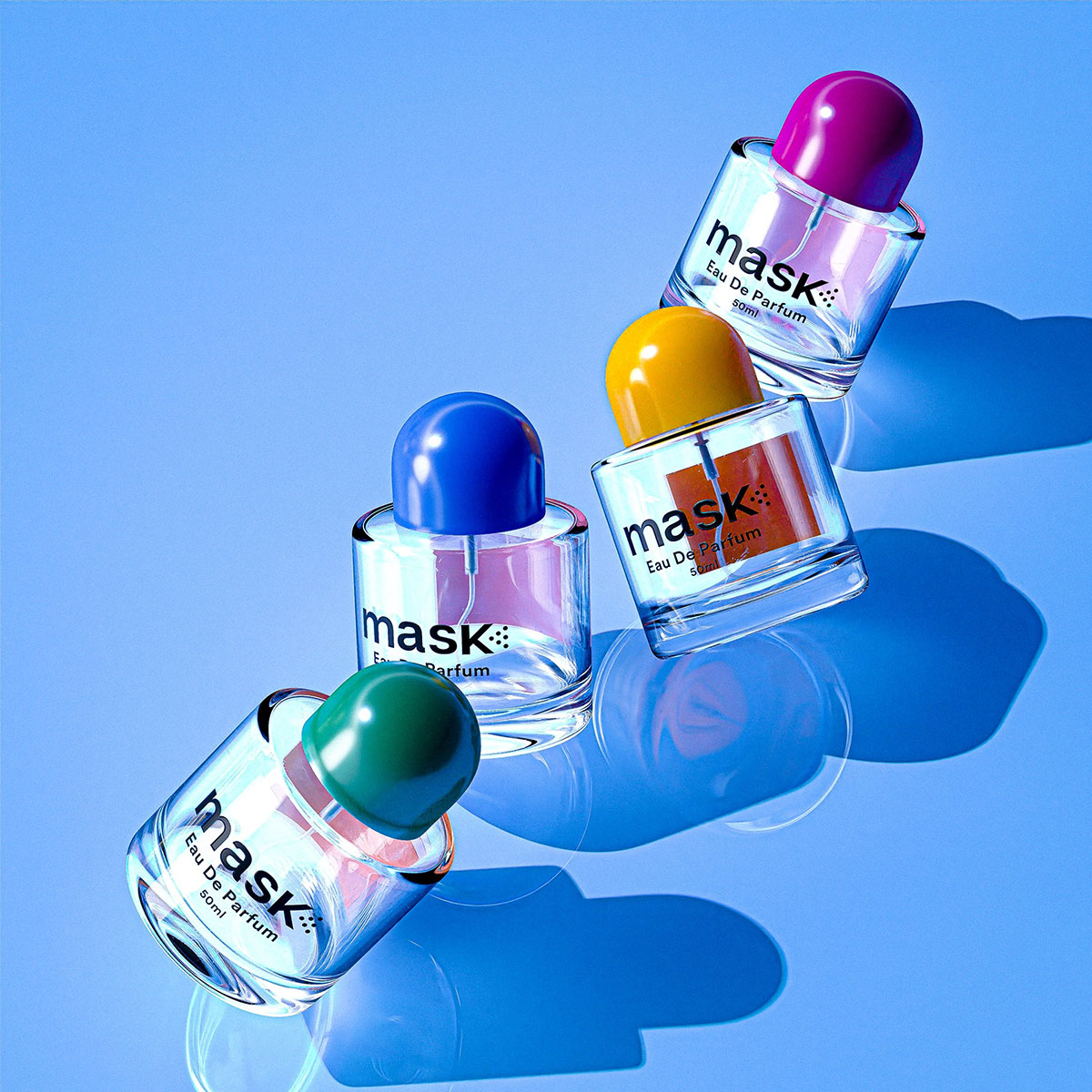 色块插画的MASK EAU DE PARFUM香水包装设计案例