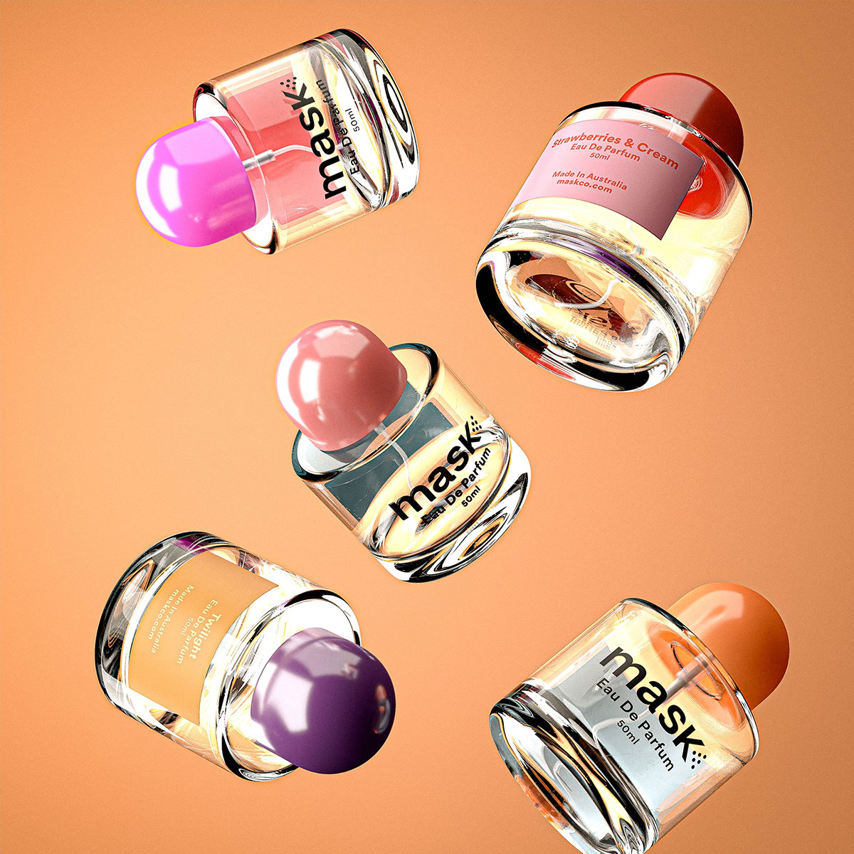 色块插画的MASK EAU DE PARFUM香水包装设计案例