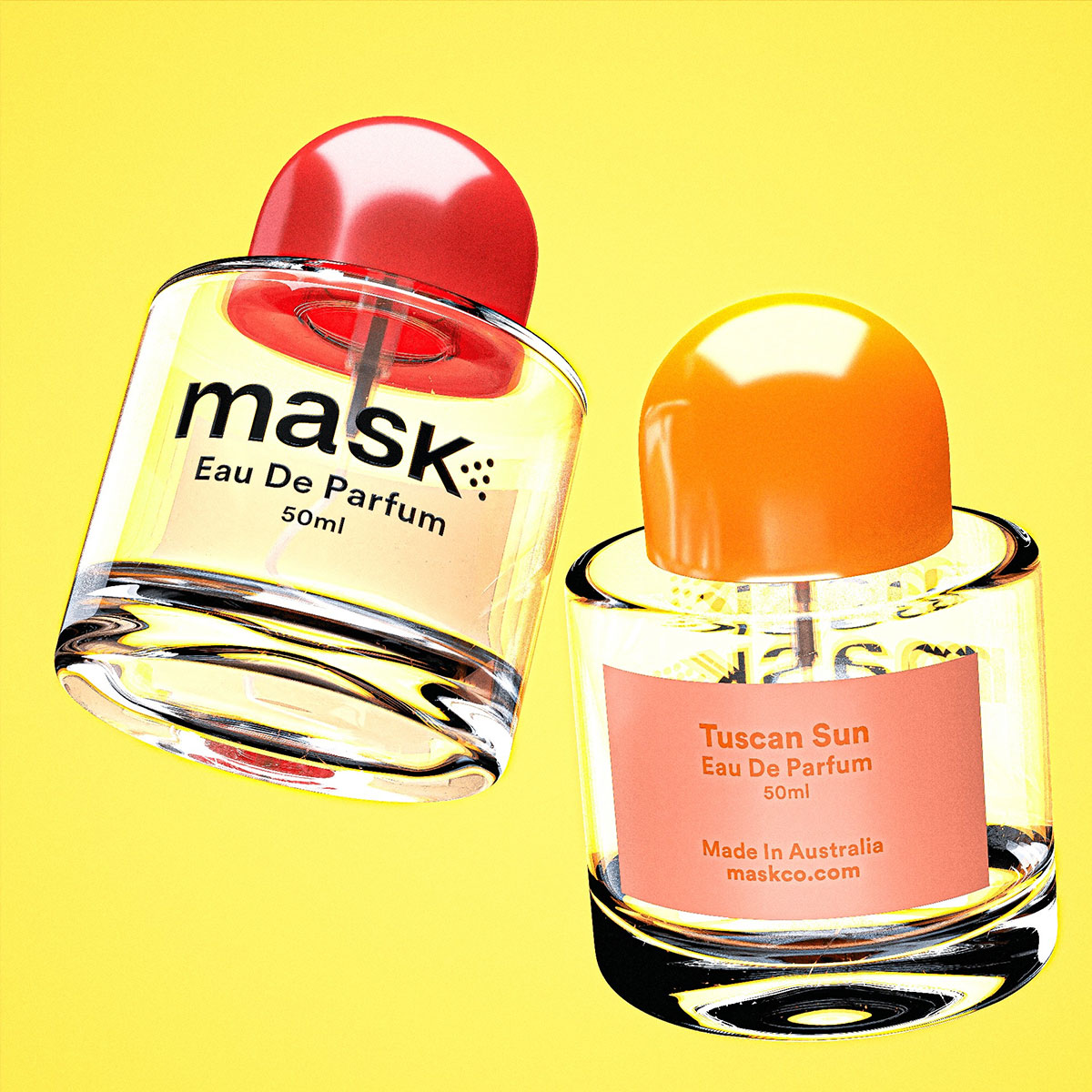色块插画的MASK EAU DE PARFUM香水包装设计案例