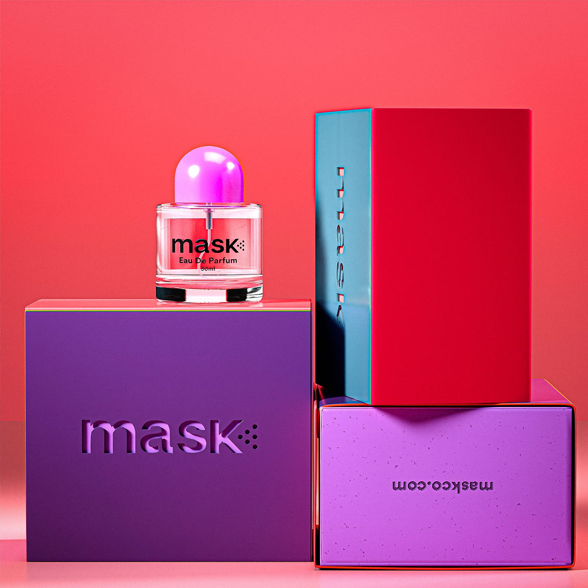 色块插画的MASK EAU DE PARFUM香水包装设计案例