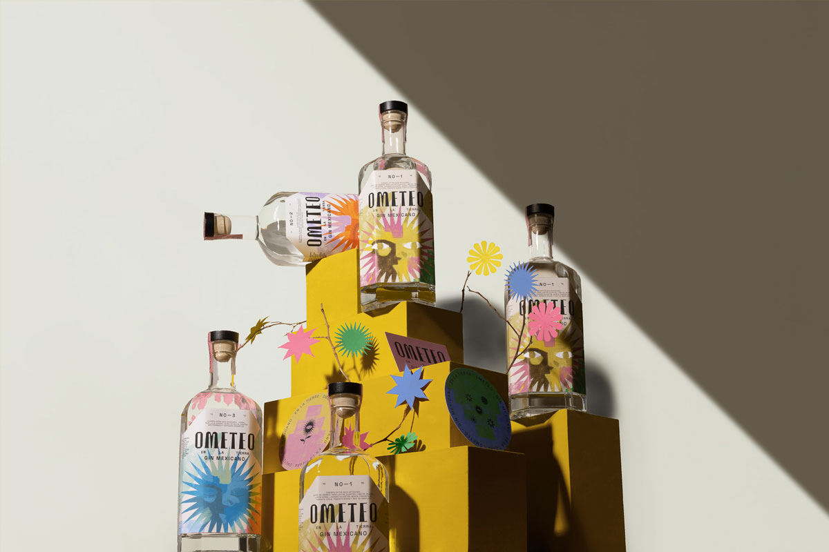 太阳插画的Ometeo金酒包装设计案例