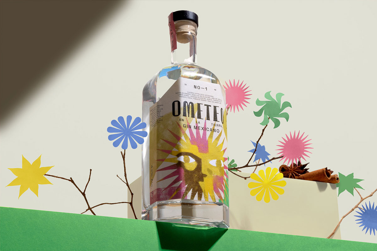 太阳插画的Ometeo金酒包装设计案例