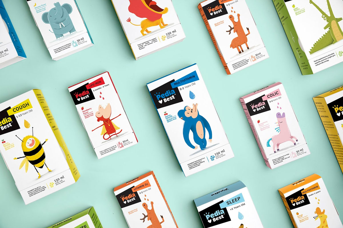 有趣的“动物插画”ANMed儿童保健品包装设计