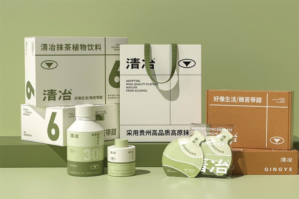 清冶抹茶植物饮料包装