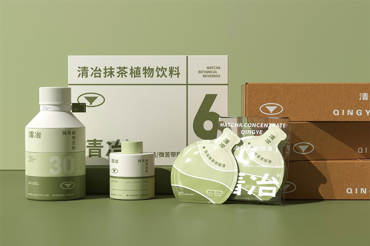 清冶抹茶植物饮料包装