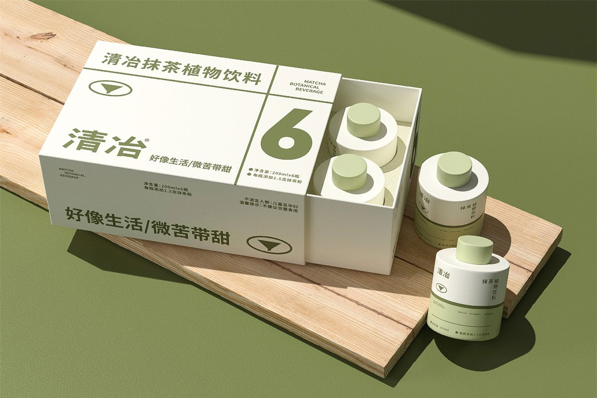 清冶抹茶植物饮料包装