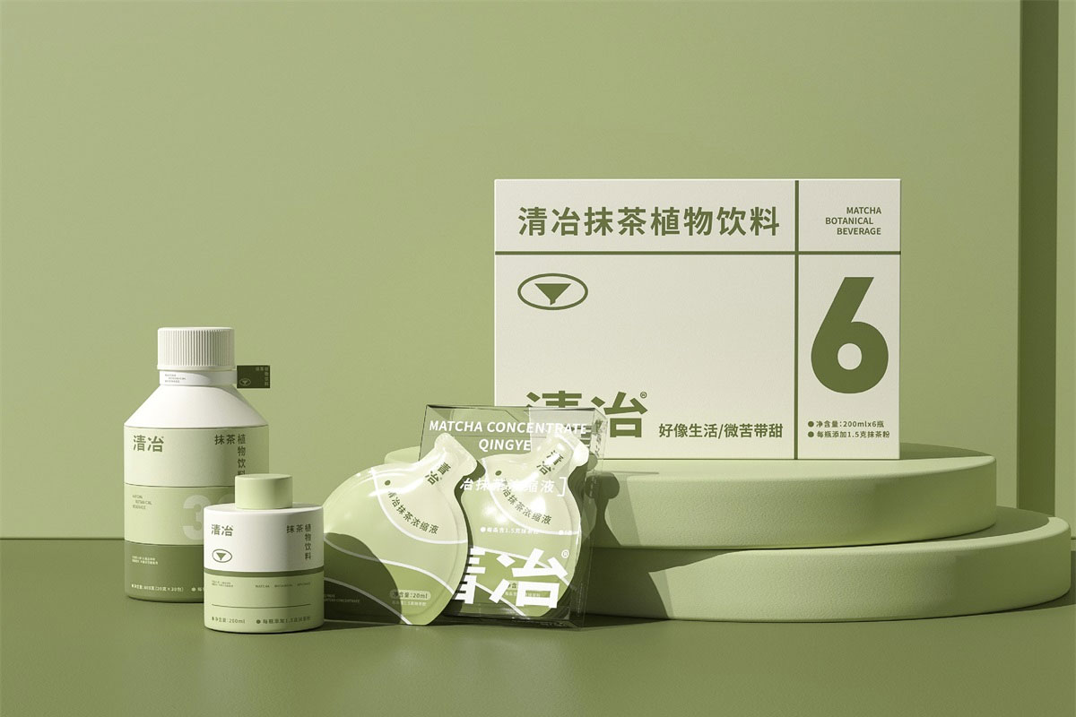 清冶抹茶植物饮料包装