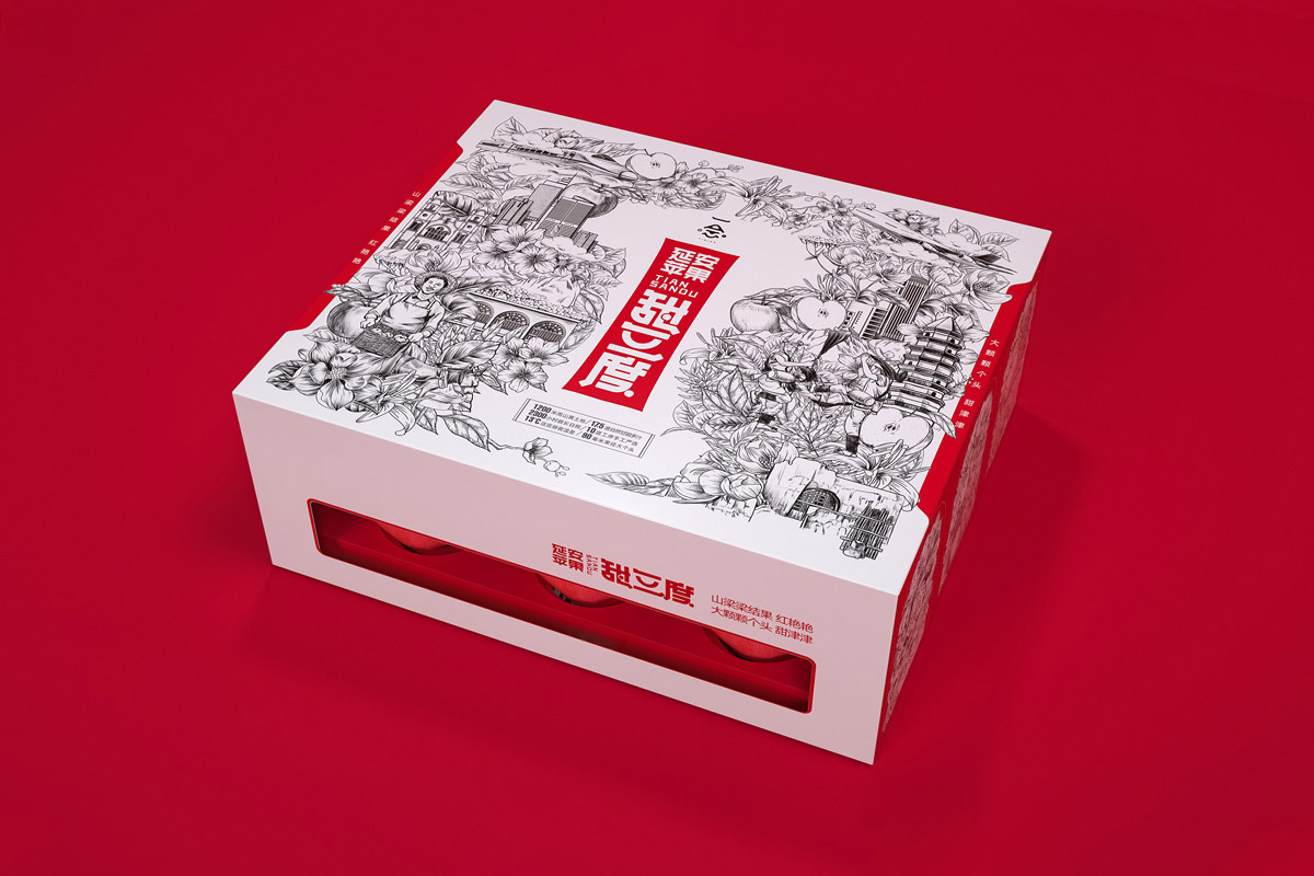 质朴素描！苹果农产品包装设计