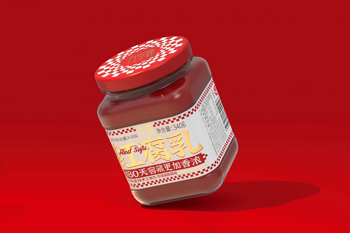 热情红色豆腐乳包装设计